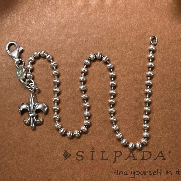 Silpada Fleur-de-lis Sterling Silver Ankle Bracelet A2642 - Picture 3 of 16